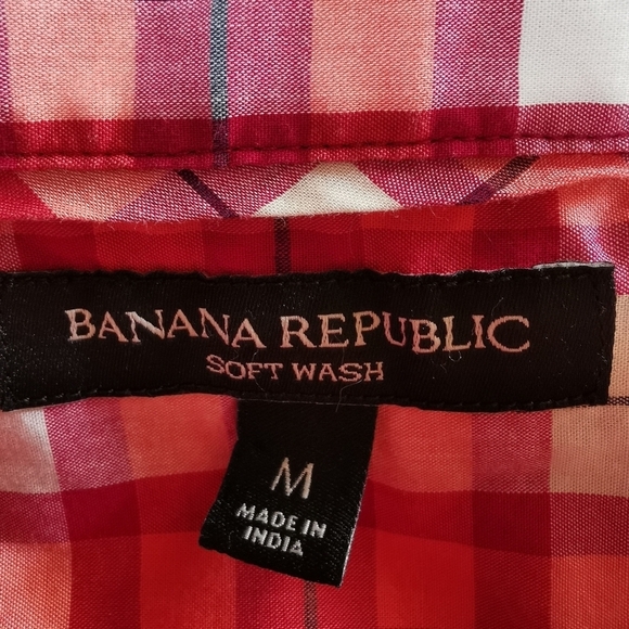 Banana Republic Soft Wash Long Sleeve Button Down Blouse in Red/White - Sz M - Picture 7 of 8